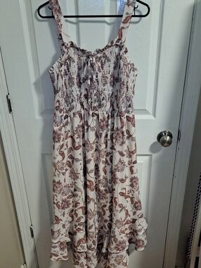 Grace Karin Cream Sundress with Mauve Floral Print